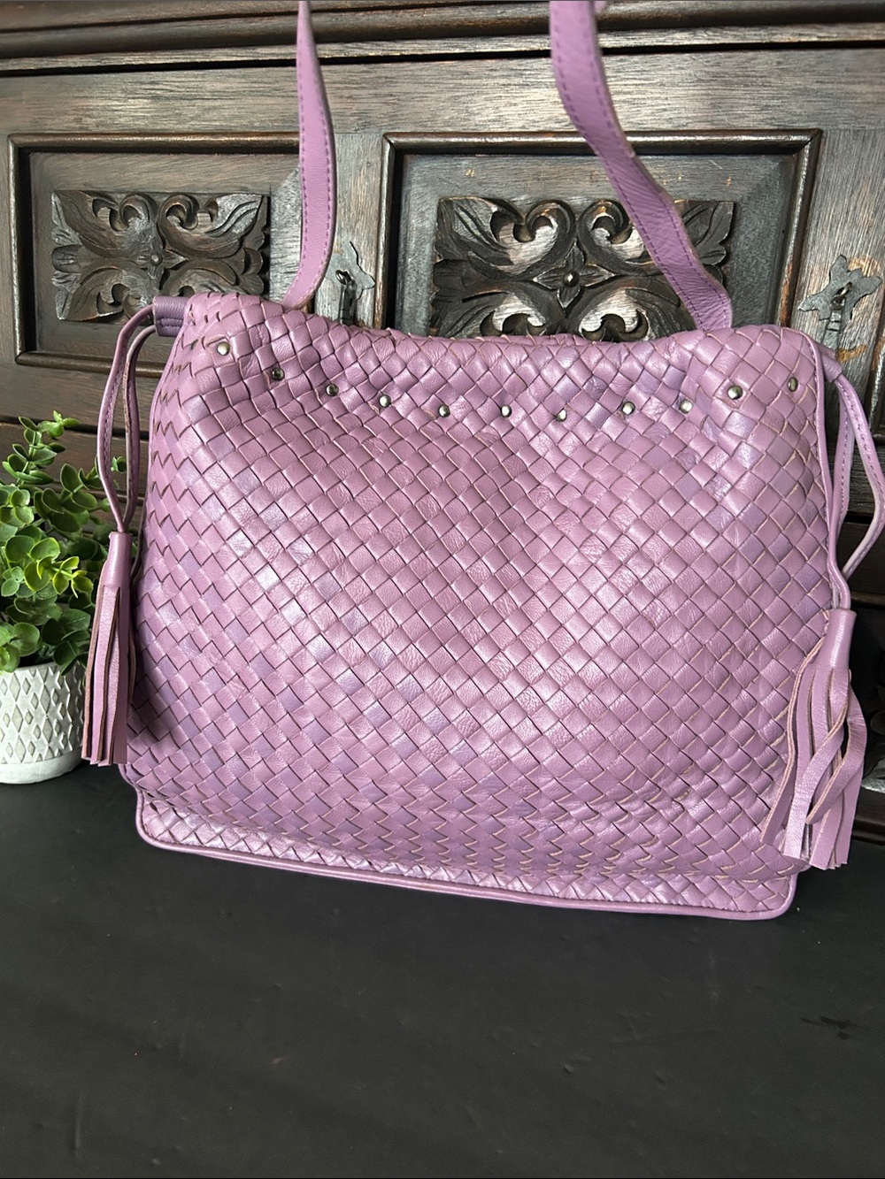 Beautiful Woven Lavender Shoulder Bag - Unbranded